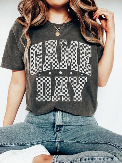Game Day Checkered Tee - Pepper
