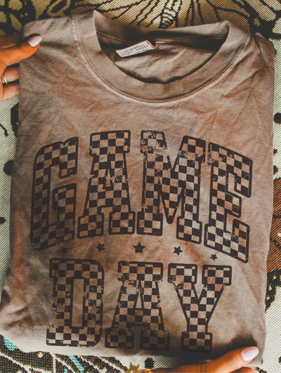 Game Day Checkered Tee - Espresso