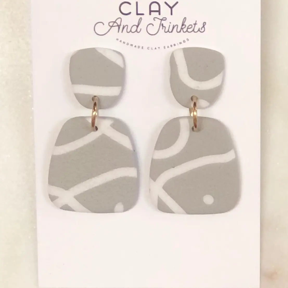 Abstract Grey/White Earrings